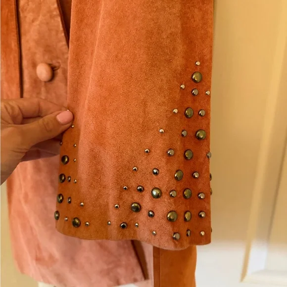 Marciano Orange Suede Trench Coat - Picture 5 of 9